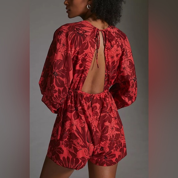 Faithfull the Brand Red Floral Romper Alba playsuit 8 - Picture 2 of 13